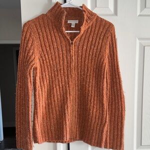 Charter Club Orange Ribbed 1/4 zip Sweater